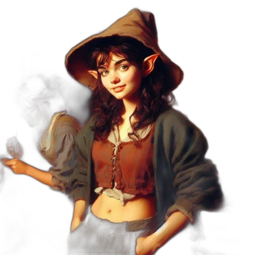 staff, hat, jewelry, jacket, fantasy art, oil painting, concept art, photorealistic transparent PNG cut-out