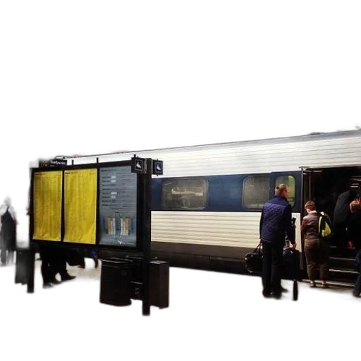 concept art, 3d render, train, station, sign, says, kobenhavn, people transparent PNG cut-out