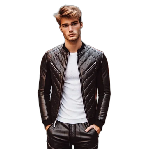 jacket, photorealistic, 3d render, individual, stands, alone, urban, street transparent PNG cut-out