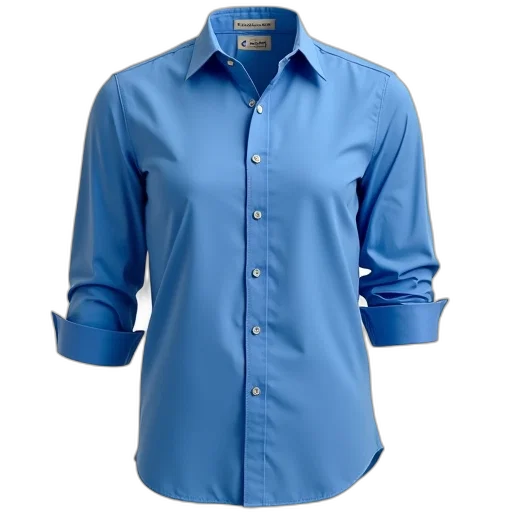 jacket, blue, dress, shirt, collar, cuffs, displayed, against transparent PNG cut-out