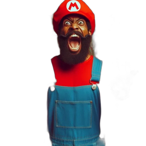 creature, animal, mask, face, 3d render, concept art, pixel art, mario transparent PNG cut-out