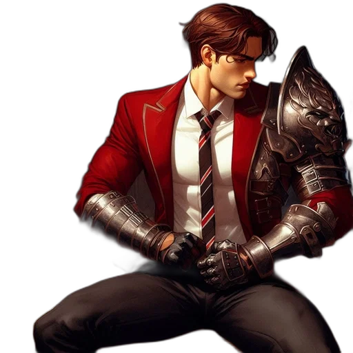 jacket, weapon, staff, concept art, comic book art, fantasy art, pixel art, red transparent PNG cut-out