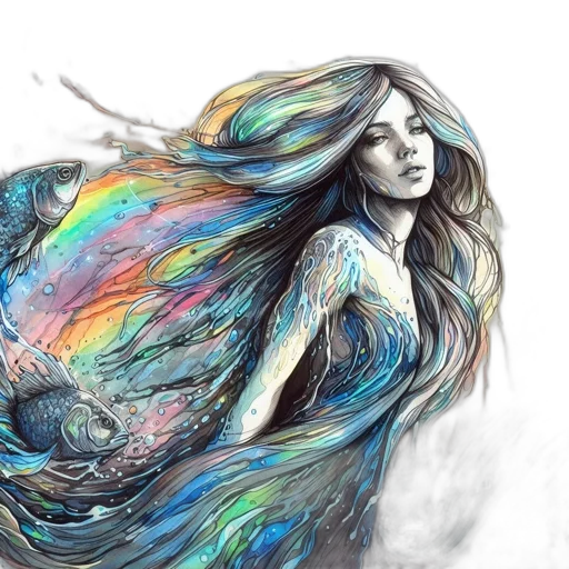 hair, dress, fantasy art, watercolor, photorealistic, concept art, outer space, blue transparent PNG cut-out