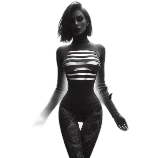 dress, creature, concept art, 3d render, comic book art, photorealistic, monochrome, dark transparent PNG cut-out