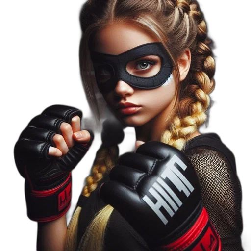 mask, comic book art, photorealistic, concept art, fantasy art, determined, woman, braided transparent PNG cut-out