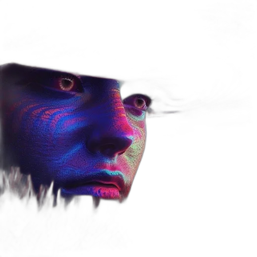 face, mask, robot, creature, 3d render, cyberpunk, photorealistic, vaporwave transparent PNG cut-out