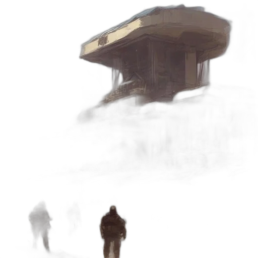 robot, building, creature, concept art, cyberpunk, watercolor, fantasy art, fog transparent PNG cut-out