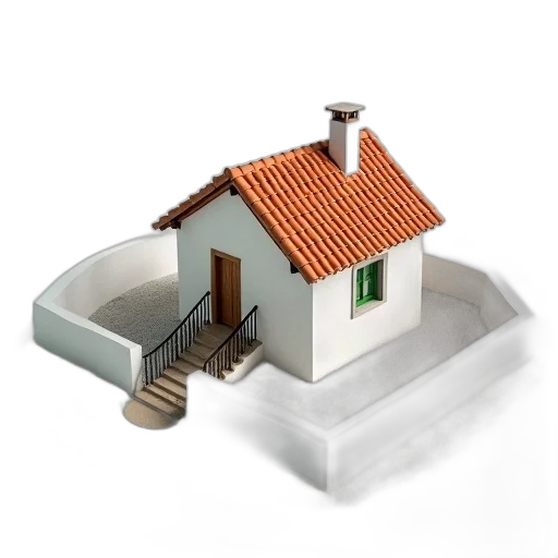 building, 3d render, photorealistic, concept art, small, one-story, house, terracotta transparent PNG cut-out