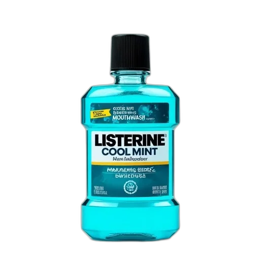 bottle, blue, white, package, listerine, cool, mint, mouthwash transparent PNG cut-out