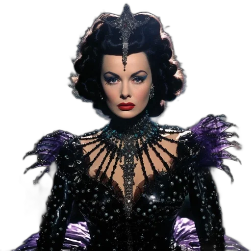 comic book art, fantasy art, concept art, woman, bejeweled, feathered, costume, dark transparent PNG cut-out