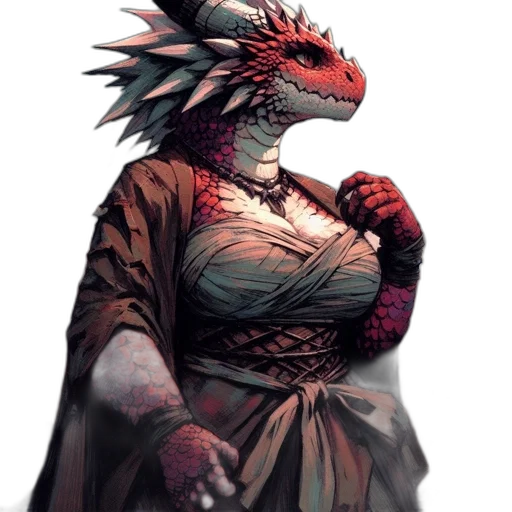 dragon, staff, creature, dress, concept art, fantasy art, pixel art, comic book art transparent PNG cut-out