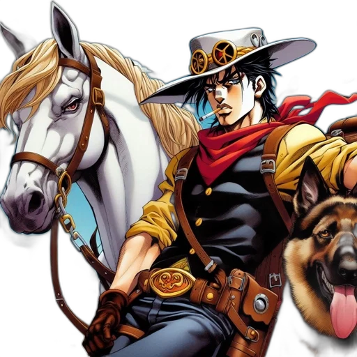animal, comic book art, concept art, photorealistic, cartoon, cowboy-themed, scene, features transparent PNG cut-out