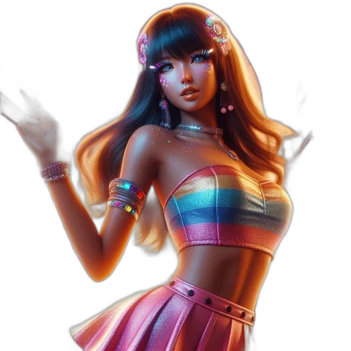 dress, concept art, fantasy art, 3d render, vaporwave, neon, pastel, colorful transparent PNG cut-out