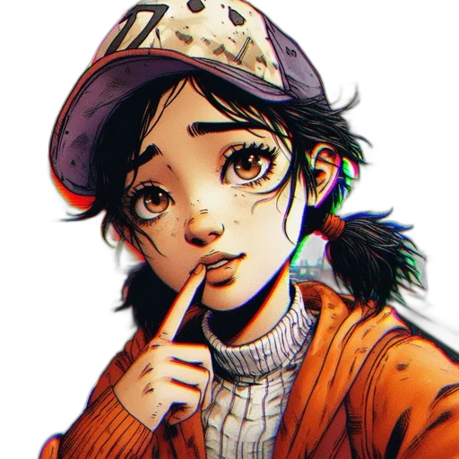 hat, face, mask, staff, anime, cartoon, comic book art, pixel art transparent PNG cut-out
