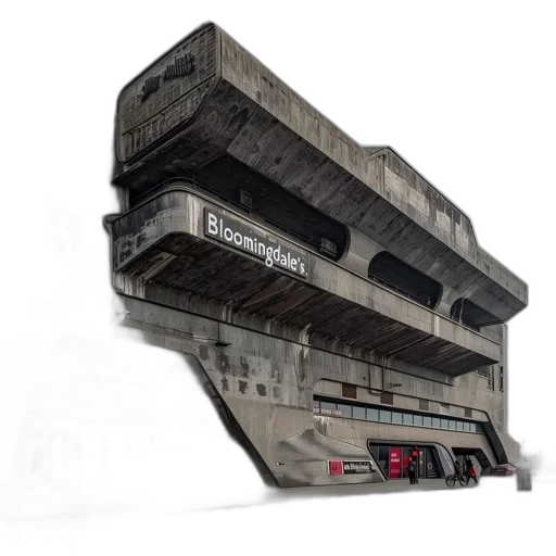 building, 3d render, concept art, cyberpunk, photorealistic, gray, concrete, unique transparent PNG cut-out
