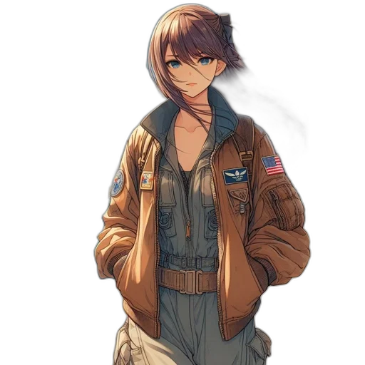 jacket, staff, weapon, creature, concept art, anime, pixel art, cyberpunk transparent PNG cut-out