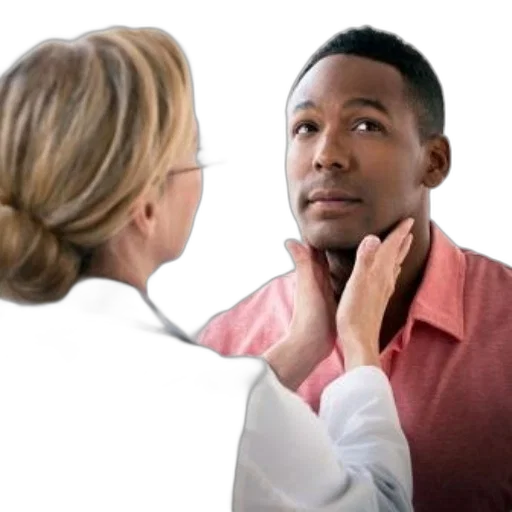 face, doctor, examines, patient, neck, during, medical, appointment transparent PNG cut-out