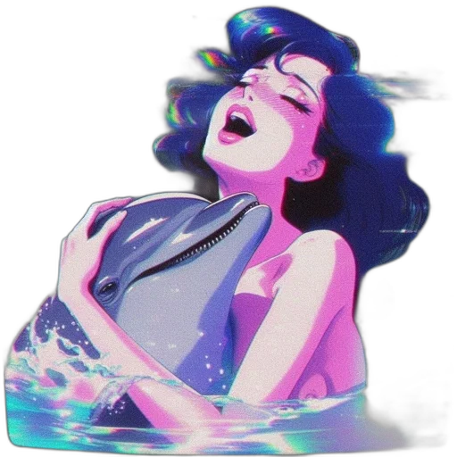 vaporwave, comic book art, concept art, watercolor, underwater, neon lights, outer space, neon transparent PNG cut-out
