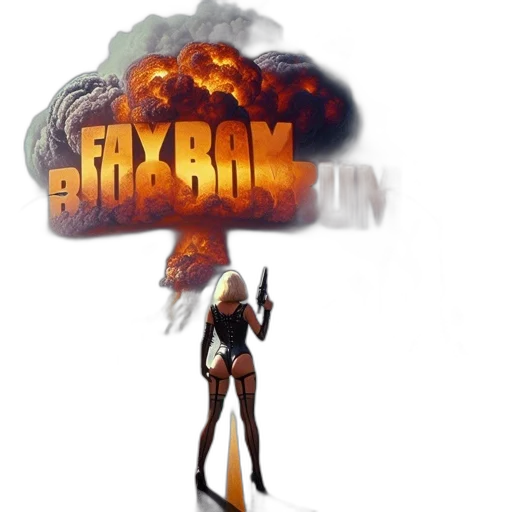 comic book art, concept art, fantasy art, pixel art, apocalyptic, cityscape, woman, holds transparent PNG cut-out