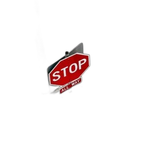 staff, car, 3d render, photorealistic, red, stop, sign, words transparent PNG cut-out