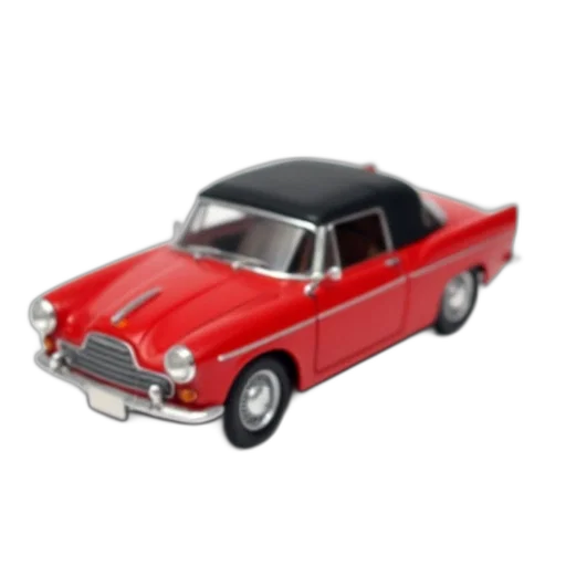 car, 3d render, photorealistic, red, black, roof, parked, white transparent PNG cut-out