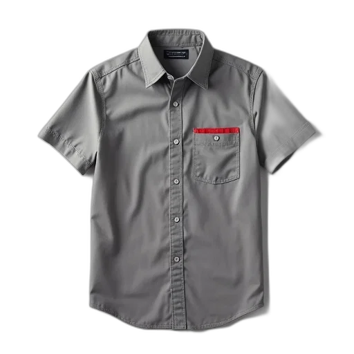 jacket, staff, 3d render, plain, grey, short-sleeved, shirt, buttoned transparent PNG cut-out