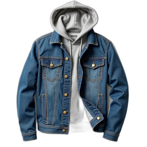 jacket, photorealistic, 3d render, blue, plain, denim, grey, hoodie transparent PNG cut-out