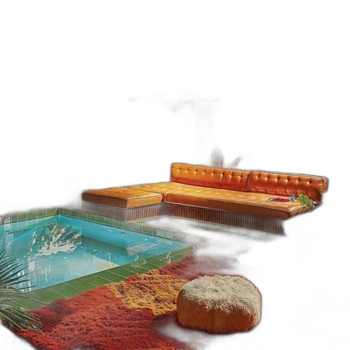 food, furniture, 3d render, concept art, photorealistic, fog, fire, rain transparent PNG cut-out