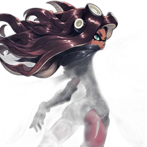 creature, mask, hair, robot, concept art, 3d render, fantasy art, anime transparent PNG cut-out