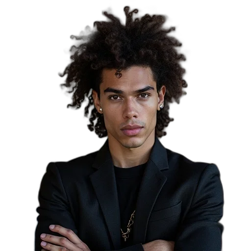 jacket, staff, face, hair transparent PNG cut-out