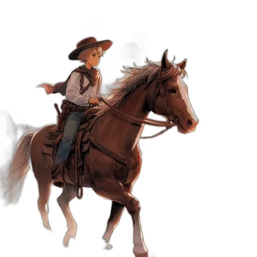hat, concept art, photorealistic, 3d render, fantasy art, young, boy, cowboy transparent PNG cut-out