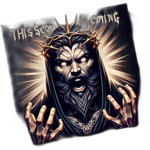 comic book art, concept art, fantasy art, intense, figure, crown, thorns, glowing transparent PNG cut-out