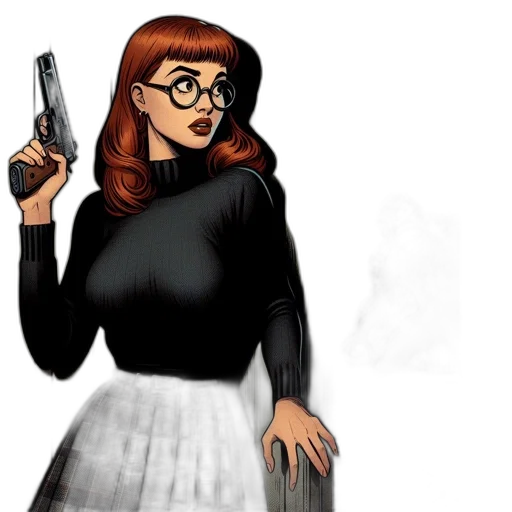 dress, weapon, staff, comic book art, cartoon, concept art, pixel art, woman transparent PNG cut-out