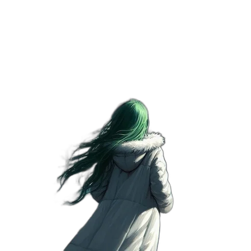 dress, jacket, hair, mask, concept art, watercolor, comic book art, anime transparent PNG cut-out