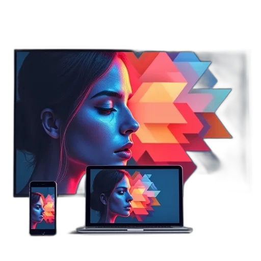 face, photorealistic, 3d render, concept art, neon lights, colorful, modern, digital transparent PNG cut-out