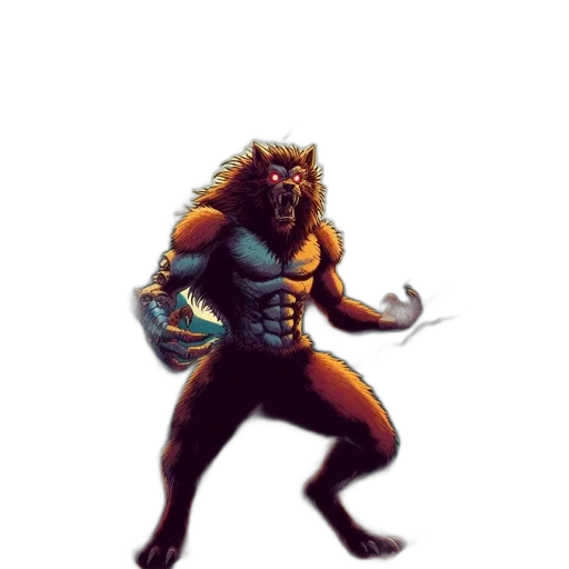 creature, animal, concept art, fantasy art, comic book art, pixel art, imposing, werewolf transparent PNG cut-out