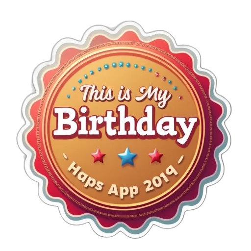 3d render, birthday, award, stickers, badge transparent PNG cut-out