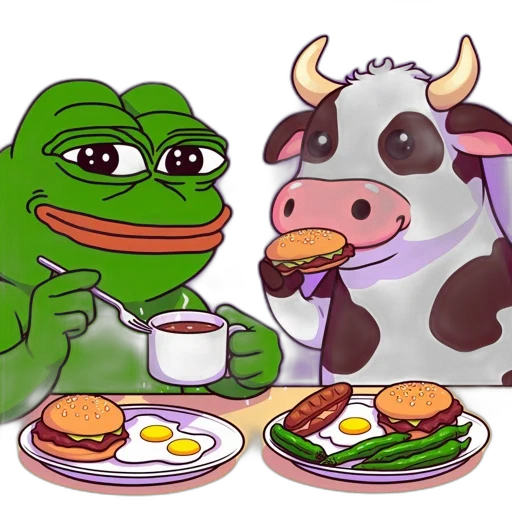 food, animal, concept art, photorealistic, two, animated, characters, featuring transparent PNG cut-out
