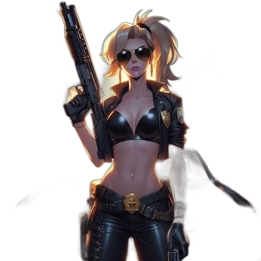 weapon, staff, concept art, cyberpunk, comic book art, fantasy art, woman, long transparent PNG cut-out