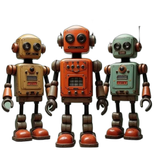 robot, 3d render, concept art, three transparent PNG cut-out