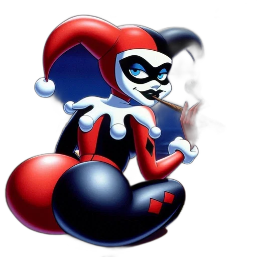concept art, comic book art, 3d render, cartoon, harley, quinn, stylized, animated transparent PNG cut-out