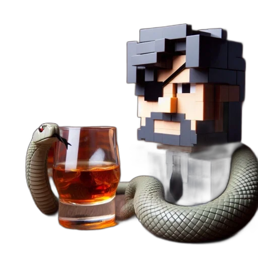 mask, dragon, bottle, hat, pixel art, 3d render, concept art, cyberpunk transparent PNG cut-out