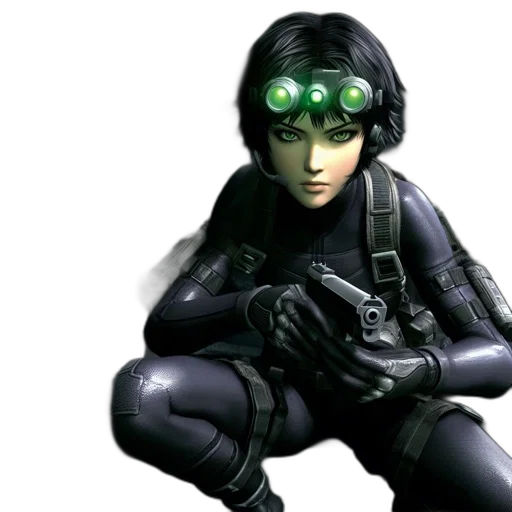 mask, weapon, concept art, cyberpunk, comic book art, 3d render, green, animated transparent PNG cut-out
