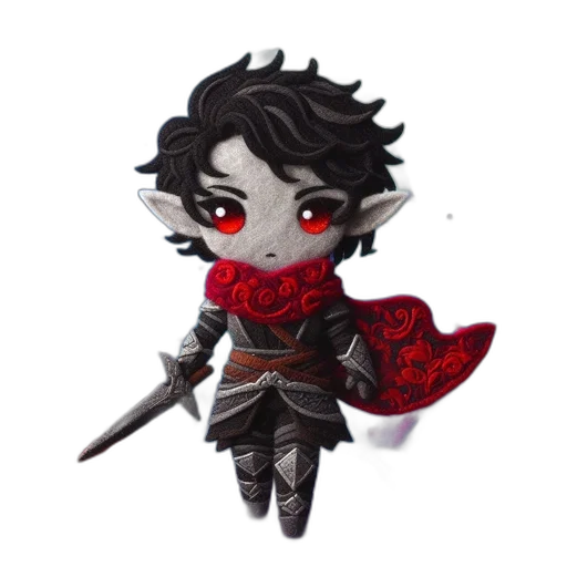 staff, fantasy art, pixel art, concept art, 3d render, red, dark-haired, figure transparent PNG cut-out