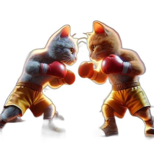 concept art, 3d render, pixel art, photorealistic, two, anthropomorphic, cats, fight transparent PNG cut-out