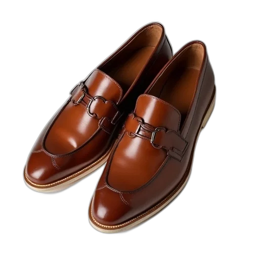 shoes, photorealistic, pair, brown, leather, loafers, lace-up, front transparent PNG cut-out