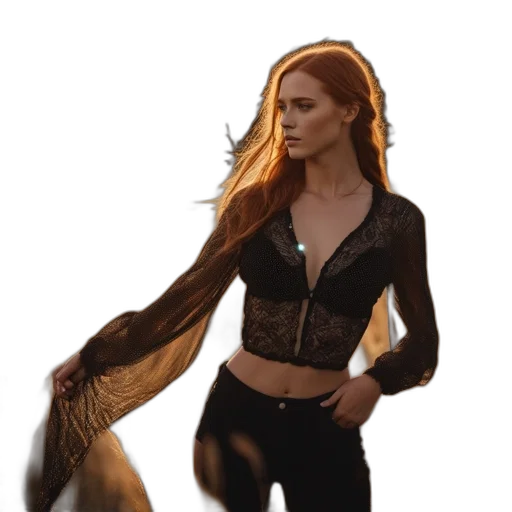 dress, jacket, hair, staff, concept art, fantasy art, photorealistic, oil painting transparent PNG cut-out