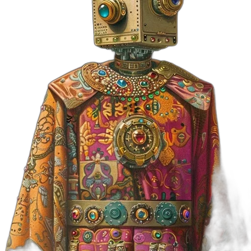 robot, jacket, mask, dress, concept art, 3d render, robotic, figure transparent PNG cut-out