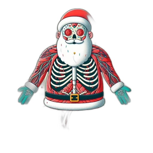 mask, jacket, 3d render, vibrant, illustration, showcases, santa, claus transparent PNG cut-out