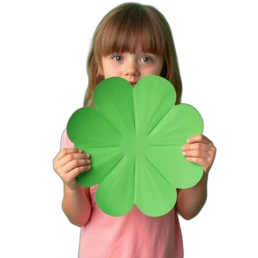 green, little, girl, holds transparent PNG cut-out
